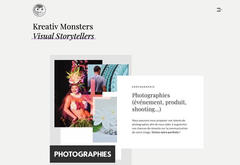 Conception du portfolio de l'entreprise kreativ monsters