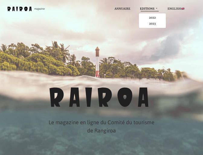 Plateforme web pour le magazine annuel du Comité du tourisme de Rangiroa